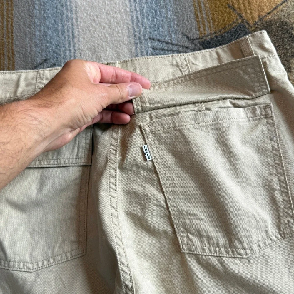 Levis 94 Baggy Cargo Pants Mens 29x30 Tan Khaki Wide Leg Drawstring Hem New